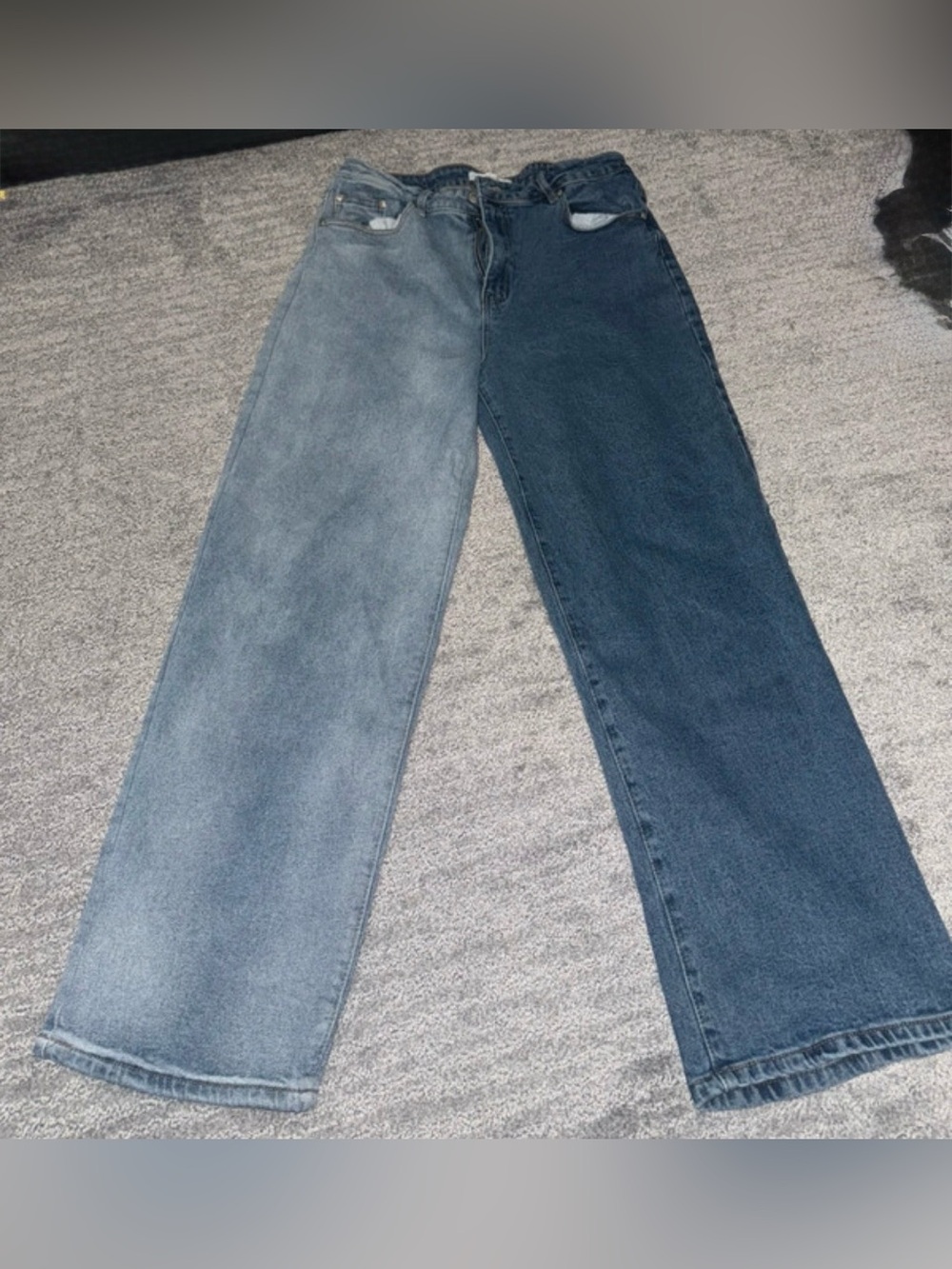 Almost Famous Two-Tone High Rise Jeans - Light Blue & Dark Blue